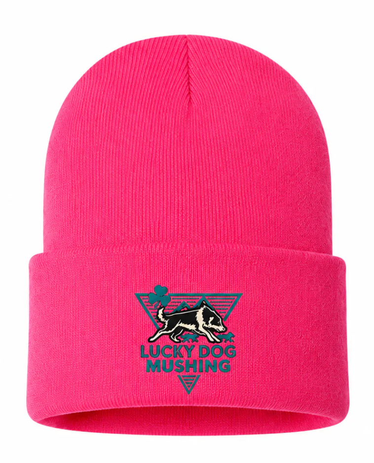 Embroidered Pink Beanie